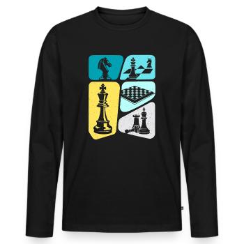 Chess Pieces Chess Set Boys Children Chess - Men's Premium Organic Long Sleeve Shirt - black - Front - Nico (187cm)