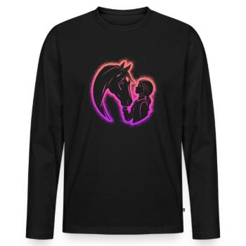 Pferd reiten Reiterin Reitsport Frauen Pferde - Männer Premium Bio Langarmshirt - Schwarz - Vorne - Nico (187cm)