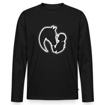 Équitation Cavalier Sports équestres Enfants Chevaux - T-shirt manches longues Premium bio Homme - noir - Devant - Nico (187cm)