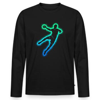 Handballspieler Handballer Kinder Herren Handball - Männer Premium Bio Langarmshirt - Schwarz - Vorne - Nico (187cm)
