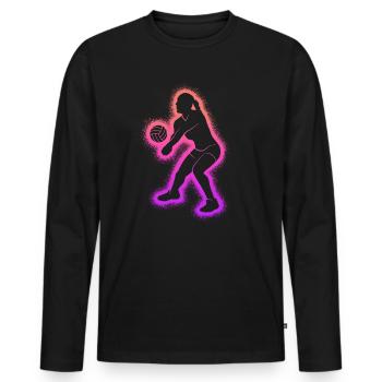Joueuse de volley-ball Filles Joueuse de volley-ball - T-shirt manches longues Premium bio Homme - noir - Devant - Nico (187cm)