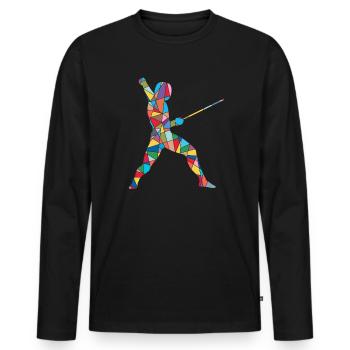 Fechter Grafik Fecht Fechtsport Herren Fechten - Männer Premium Bio Langarmshirt - Schwarz - Vorne - Nico (187cm)