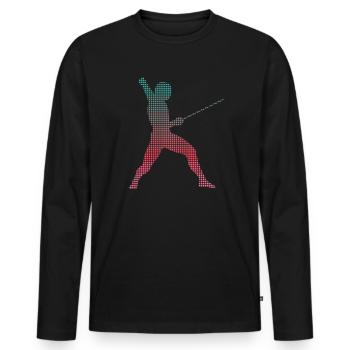 Fechter Grafik verpixelt Schwerter Fecht Fechten - Männer Premium Bio Langarmshirt - Schwarz - Vorne - Nico (187cm)