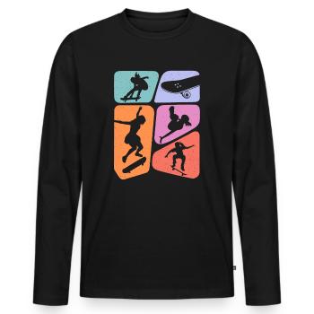 Skateur Skateur Skateur Skateboard Fille - T-shirt manches longues Premium bio Homme - noir - Devant - Nico (187cm)