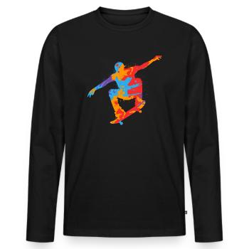 Skateur Skateur Skater Coloré Skateboard - T-shirt manches longues Premium bio Homme - noir - Devant - Nico (187cm)
