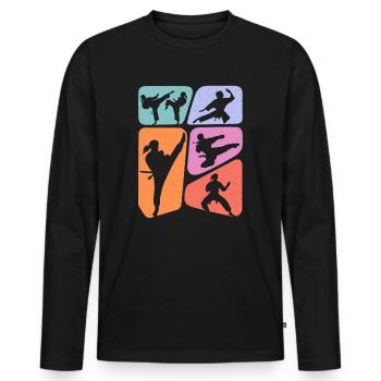 Karaté Fille Artiste Martial Enfants Taekwondo Fille - T-shirt manches longues Premium bio Homme - noir - Devant - Nico (187cm)