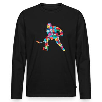 Eishockey Spieler Bunt Jungen Eishockeyspieler - Männer Premium Bio Langarmshirt - Schwarz - Vorne - Nico (187cm)
