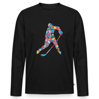 Joueurs de hockey sur glace Hockey Enfants Joueurs de hockey sur glace - T-shirt manches longues Premium bio Homme - noir - Devant - Nico (187cm)