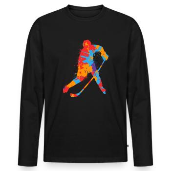 Joueurs de hockey sur glace Hockey Hommes Joueurs de hockey sur glace - T-shirt manches longues Premium bio Homme - noir - Devant - Nico (187cm)