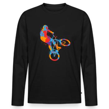 BMX Bunt Stunts Bike Tricks Jungen Fahrrad BMX - Männer Premium Bio Langarmshirt - Schwarz - Vorne - Nico (187cm)