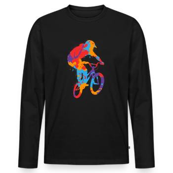BMX Colorful Stunts Bike Enfants Vélo BMX Garçons - T-shirt manches longues Premium bio Homme - noir - Devant - Nico (187cm)