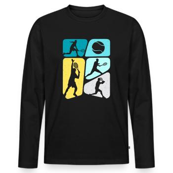 Tennis Spieler Kinder Tennisspieler Jungen - Männer Premium Bio Langarmshirt - Schwarz - Vorne - Nico (187cm)