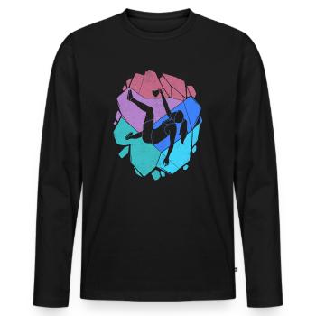 Escalade de bloc Enfants Femmes Filles Escalade - T-shirt manches longues Premium bio Homme - noir - Devant - Nico (187cm)
