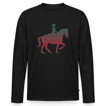 Équitation pixélisée Cavalier Femmes Chevaux - T-shirt manches longues Premium bio Homme - noir - Devant - Nico (187cm)