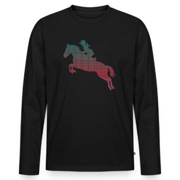 Pferd reiten verpixelt Reiter Mädchen Pferde - Männer Premium Bio Langarmshirt - Schwarz - Vorne - Nico (187cm)