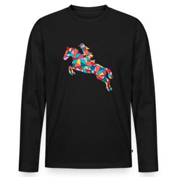Pferd reiten Reiter Kinder Mädchen Frauen Pferde - Männer Premium Bio Langarmshirt - Schwarz - Vorne - Nico (187cm)