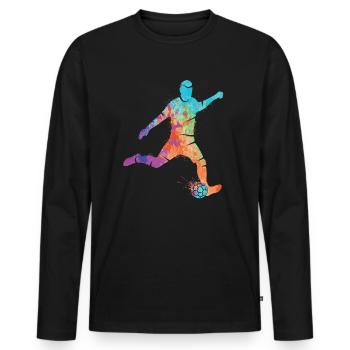 Fußball spielen Kinder Fußballer Herren Fussball - Männer Premium Bio Langarmshirt - Schwarz - Vorne - Nico (187cm)