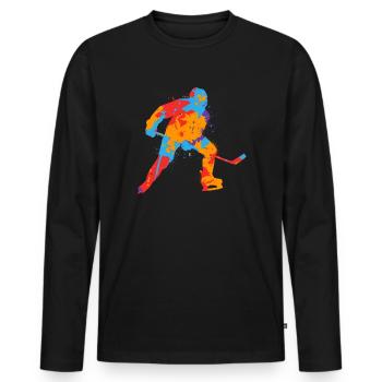 Eishockey Spieler Bunt Kinder Eishockeyspieler - Männer Premium Bio Langarmshirt - Schwarz - Vorne - Nico (187cm)