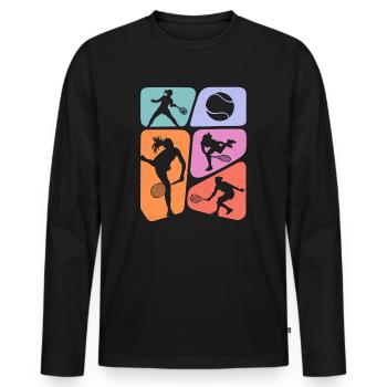 Tennis Spieler Kinder Tennisspieler Mädchen - Männer Premium Bio Langarmshirt - Schwarz - Vorne - Nico (187cm)
