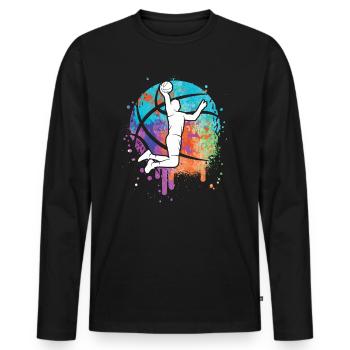 Basketballer Kinder Mädchen Basketball Jungen - Männer Premium Bio Langarmshirt - Schwarz - Vorne - Nico (187cm)