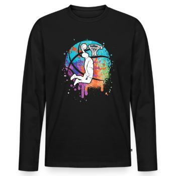 Basketteurs Joueurs Garçons Enfants Basketball Filles - T-shirt manches longues Premium bio Homme - noir - Devant - Nico (187cm)