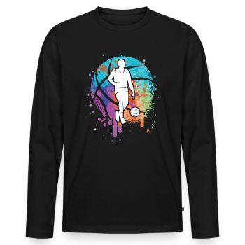 Basketballspieler Mädchen Kinder Basketball Jungen - Männer Premium Bio Langarmshirt - Schwarz - Vorne - Nico (187cm)