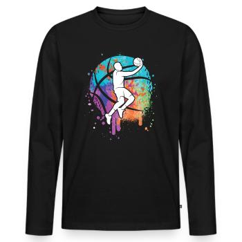 Basketballer Kinder Jungen Basketball Mädchen - Männer Premium Bio Langarmshirt - Schwarz - Vorne - Nico (187cm)