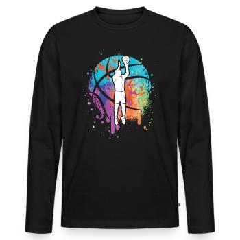 Basketteurs Enfants Garçons Basketball Filles - T-shirt manches longues Premium bio Homme - noir - Devant - Nico (187cm)