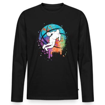Basketballer Dribbling Kinder Basketball Jungen - Männer Premium Bio Langarmshirt - Schwarz - Vorne - Nico (187cm)