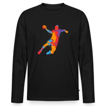 Handball Players Colorful Handball Players Boys Handball - Men's Premium Organic Long Sleeve Shirt - black - Front - Nico (187cm)