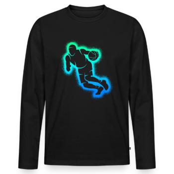 Basketballer Dribbling Herren Basketball Jungen - Männer Premium Bio Langarmshirt - Schwarz - Vorne - Nico (187cm)
