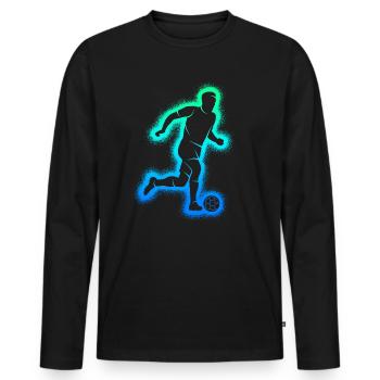 Fußball Fußballer Herren Jungen Fussball Kinder - Männer Premium Bio Langarmshirt - Schwarz - Vorne - Nico (187cm)