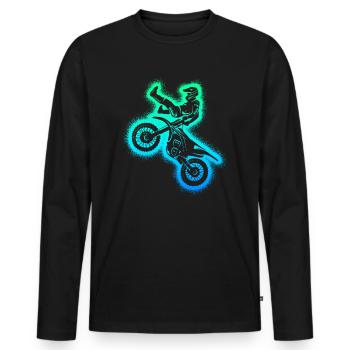 Dirt Biker Motorcycle Men Kids Motocross Boys - Men's Premium Organic Long Sleeve Shirt - black - Front - Nico (187cm)