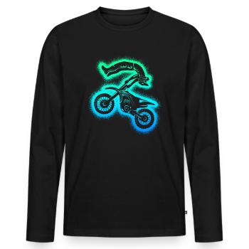 Dirt Biker Moto Homme Motocross Garçons - T-shirt manches longues Premium bio Homme - noir - Devant - Nico (187cm)