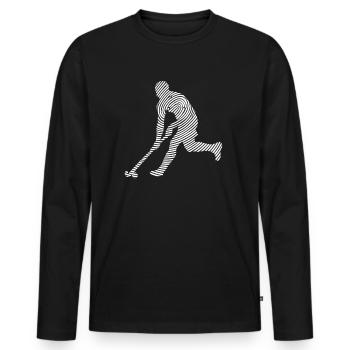 Hockey sur gazon Joueur de hockey Fingerprint Hockey - T-shirt manches longues Premium bio Homme - noir - Devant - Nico (187cm)