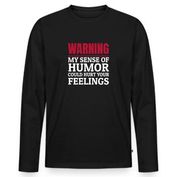 Humour noir Sarcasm Derber Humour Levelless - T-shirt manches longues Premium bio Homme - noir - Devant - Nico (187cm)