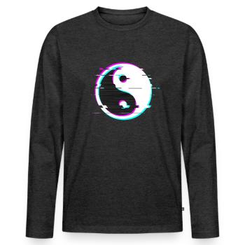 Yin yang glitch - Men's Premium Organic Long Sleeve Shirt - heather anthracite - Front - Nico (187cm)