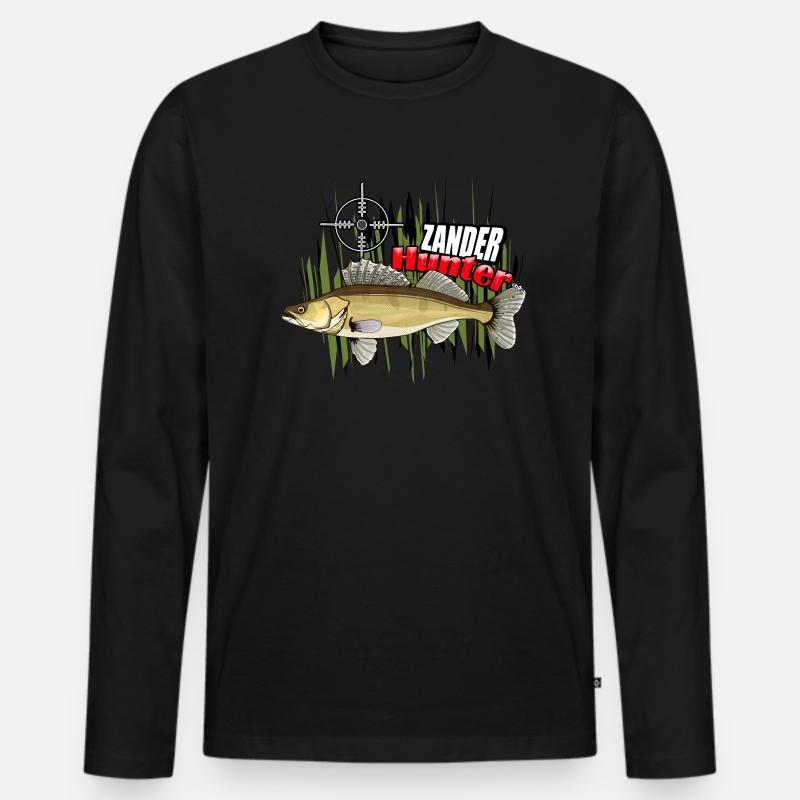 Zander Jäger - Männer Premium Bio Langarmshirt - Schwarz