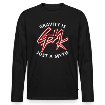 GPNK GRAVITY IS JUST A MYTH - Männer Premium Bio Langarmshirt - Schwarz - Vorne - Nico (187cm)