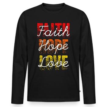 Faith Hope Love Urban streetwear schriftzug - Männer Premium Bio Langarmshirt - Schwarz - Vorne - Nico (187cm)