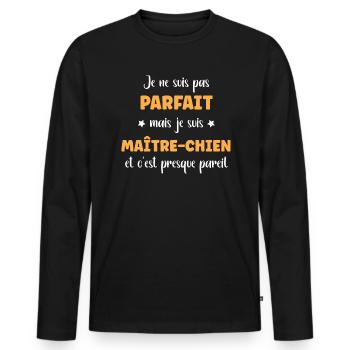 Maitre chien - T-shirt manches longues Premium bio Homme - noir - Devant - Nico (187cm)