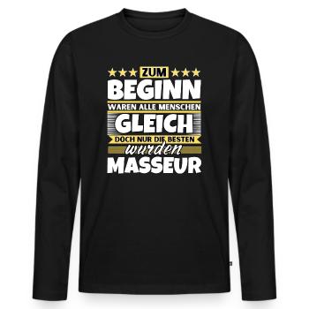 Zum Beginn gleich die besten wurden Masseur - Männer Premium Bio Langarmshirt - Schwarz - Vorne - Nico (187cm)