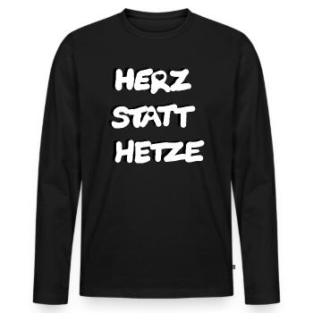 Heart instead of agitation - Men's Premium Organic Long Sleeve Shirt - black - Front - Nico (187cm)