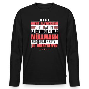 Unübertroffene Leistung als Müllmann - Männer Premium Bio Langarmshirt - Schwarz - Vorne - Nico (187cm)