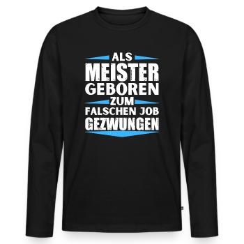 Le Maître a atterri dans le mauvais emploi - T-shirt manches longues Premium bio Homme - noir - Devant - Nico (187cm)