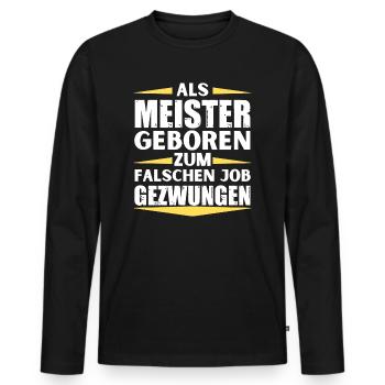 Le Maître a atterri dans le mauvais emploi - T-shirt manches longues Premium bio Homme - noir - Devant - Nico (187cm)