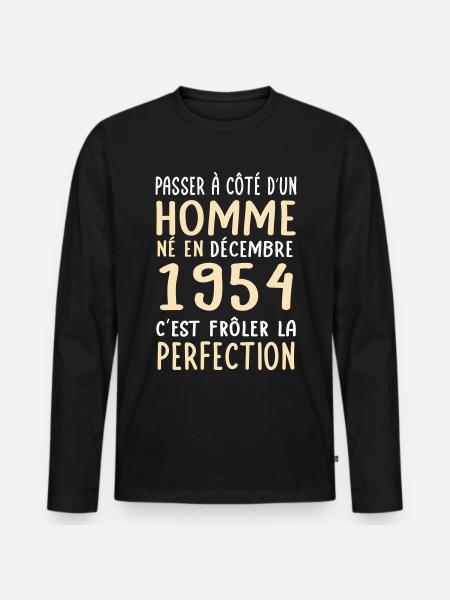 70 års fødselsdag - Født i december 1954 - Premium økologisk langærmet T-shirt til mænd - sort