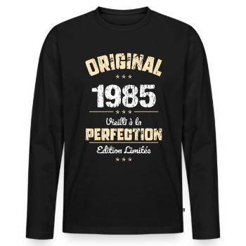 Anniversaire 40 ans - Original - 1985 - T-shirt manches longues Premium bio Homme - noir - Devant - Nico (187cm)