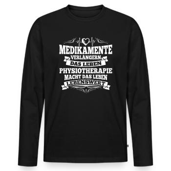 Physiotherapie/Physiotherapeut/Physiotherapeutin - Männer Premium Bio Langarmshirt - Schwarz - Vorne - Nico (187cm)