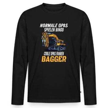 Baggerfahrer Opa Großvater Spruch Humor Bagger - Männer Premium Bio Langarmshirt - Schwarz - Vorne - Nico (187cm)